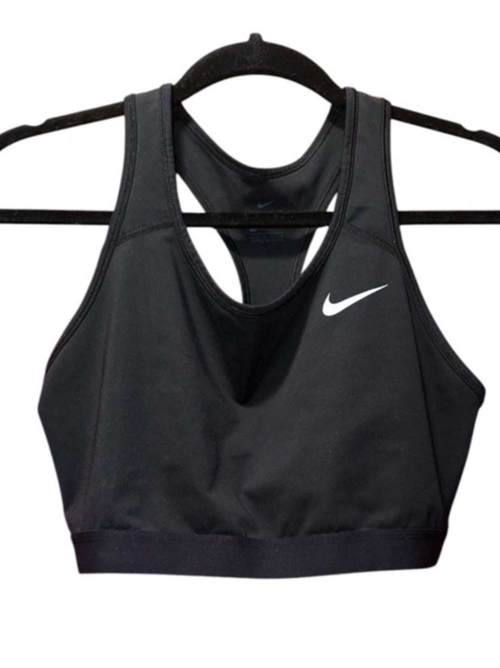 Nike Black Racerback Sports Bra with White Swoosh